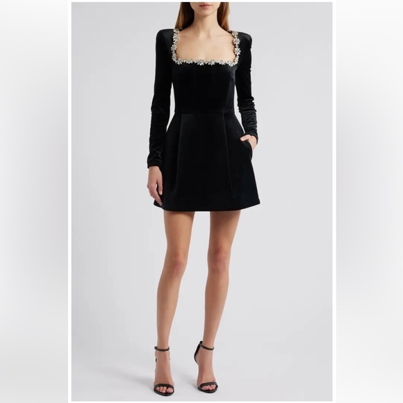 NADINE MERABI Dresses & Skirts - New Nadine Merabi Kimberly Long Sleeve Embellished Velvet Mini Dress